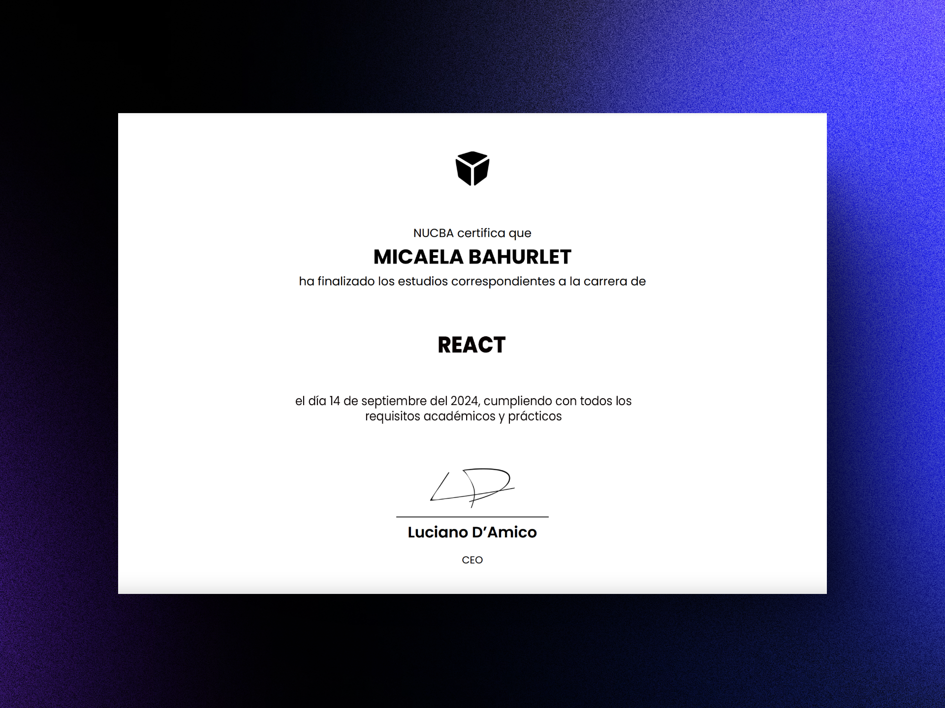 Certificado React